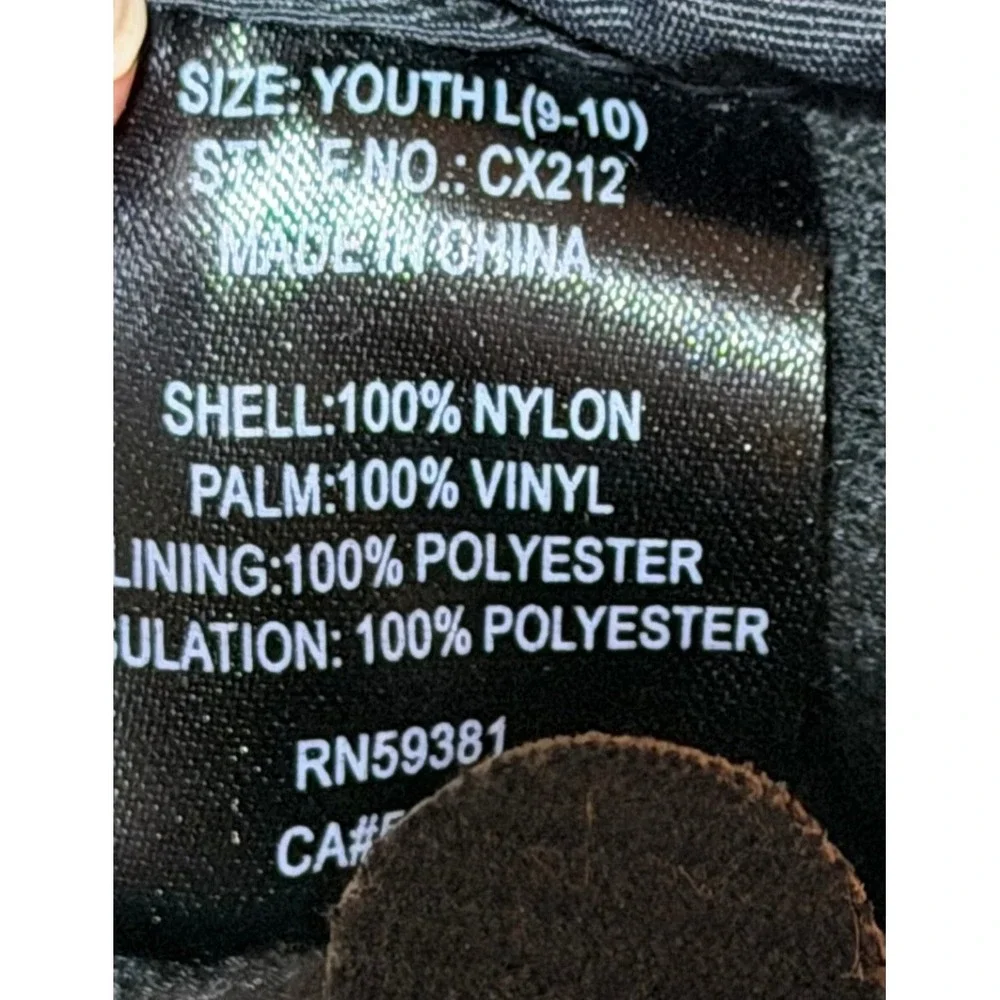 Hotfingers Winter Gloves Youth L 9-10 Black Nylon Insulated Snow Ski Outdoor